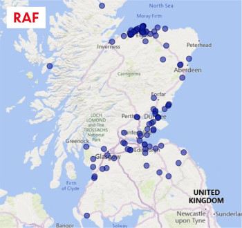 Map showing RAF resettlement locations